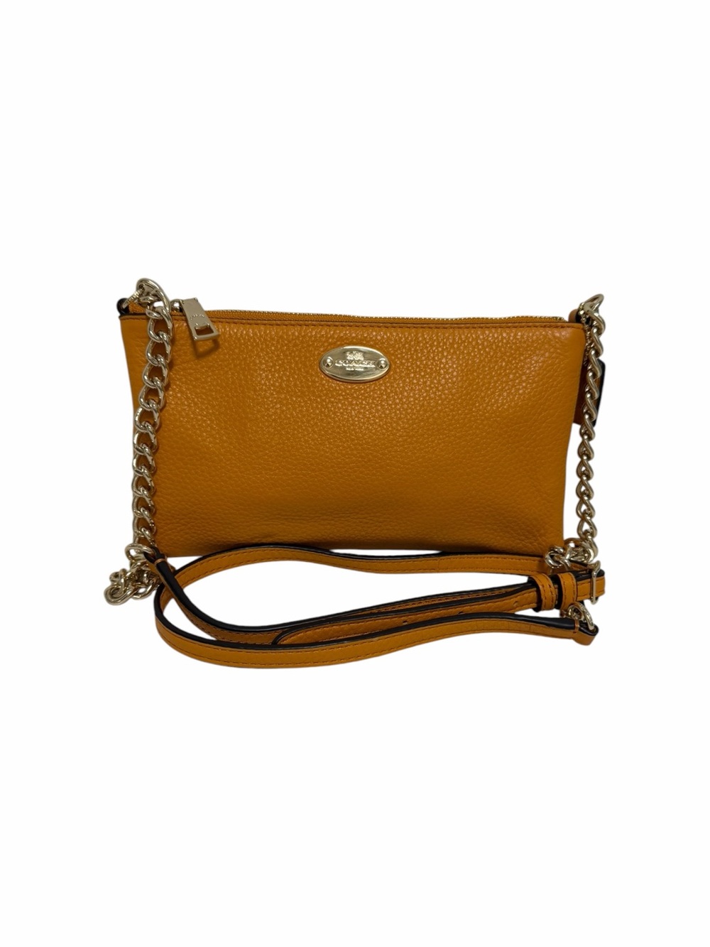 Coach Pebbled Tangerine Leather Crossbody Handbag